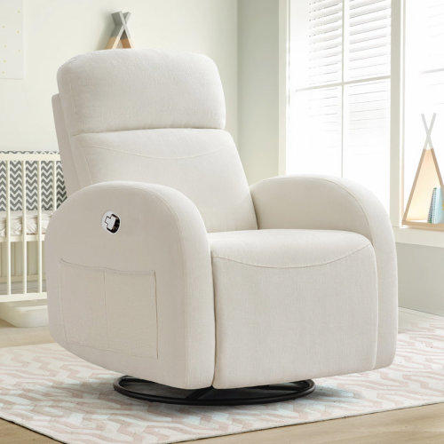 Latitude Run® 37"Modern Upholstered Chenille Manual Swivel Rocker Glider Recliner Nursery Chair & Reviews | Wayfair
