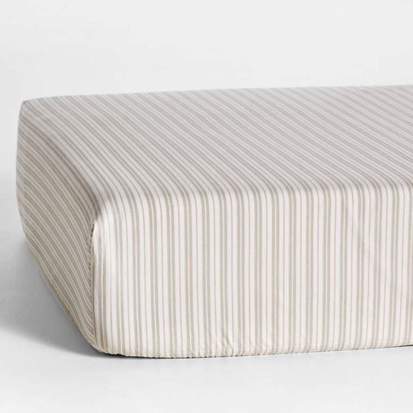 Frenchie Natural Taupe 100% Organic Cotton Baby Crib Fitted Sheet by Leanne Ford