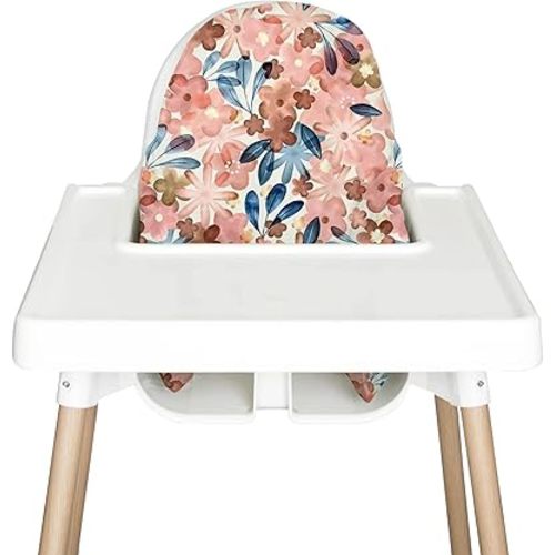 Highchair Cushion Cover for Inflatable Cushion, Compatible for IKEA Antilop Highchair, High Chair Accessories Stain-Proof and Wipeable Cushion Cover (Cushion NOT Included)(Pink Posies)