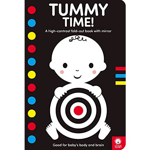 Tummy Time!: A high-contrast fold-out book with mirror for babies