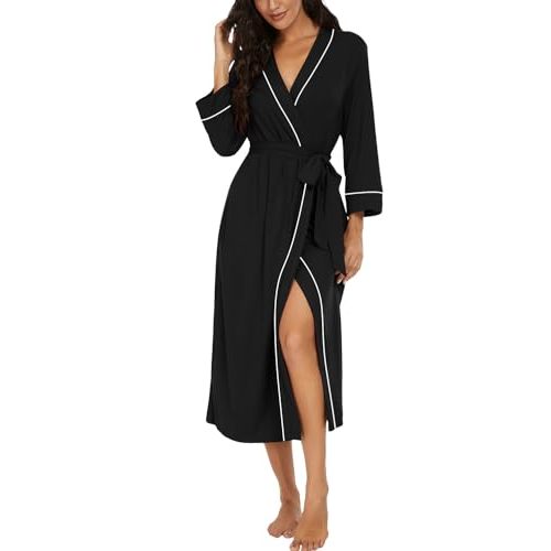 PrinStory Womens Robe Long Kint Bathrobe Lightweight Soft Robes Ladies Bath Robe