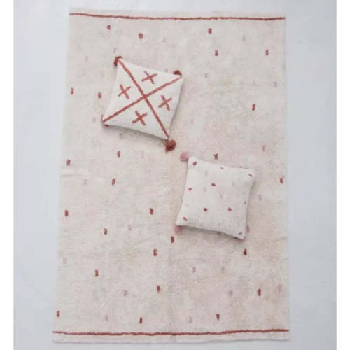 Oh Happy Home! Cotton Berber Going Dotty Pink Washable Area Rug