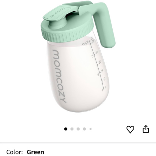Momcozy Breast Milk Pitcher, Resistant to Heat and Cold Abrupt Temp Swings, No Leak Glass Breast Milk Fridge Storage Container with Wide Mouth, Fast Baby Formula Maker, Green