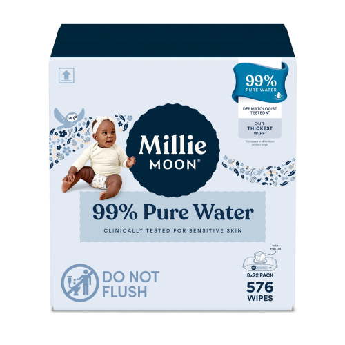 Millie Moon 99% Pure Water Baby Wipes, 576 Count (Select for More Options)