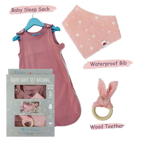 Amamantas Newborn 100% Cotton Layette Gift Sets, Pink, 0-12 Months, 3-Piece with Sleeping Sack For Baby Shower