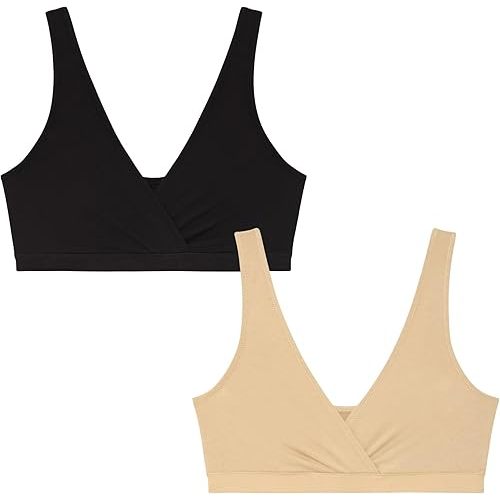 Motherhood Maternity Women's Soft Cotton Spandex Wrap Front Maternity & Nursing Sleep Bralette Bra S-3x