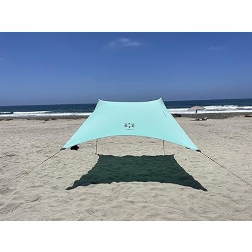 Neso Tents Beach Tent with Sand Anchor, Portable Canopy Sunshade - 7' x 7' - Patented Reinforced Corners (Seafoam)
