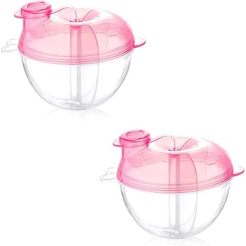 Accmor Baby Formula Dispenser for On-The-Go Feedings, Three-Compartment Non-Spill Formula Container to Go, Snack Milk Powder Dispenser for Traveling with Infant Toddler, Pink, 2 Pack