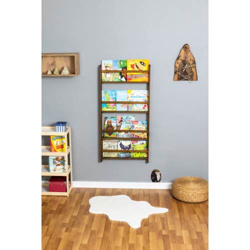 Handmade Walnut Stain Montessori Bookshelf, Nursery Decor