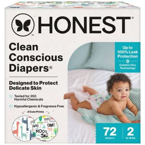 The Honest Company Clean Conscious Disposable Diapers - MC Giraffes + Barnyard Babies - Size 2 - 72ct