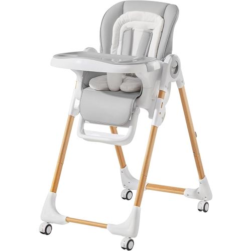Mallify Convertible High Chairs for Babies and Toddlers, Height Adjustable Baby High Chair, High Chair with Removable Tray, Adjustable Backrest, Portable Baby Dinning Chair with Lockable Wheels