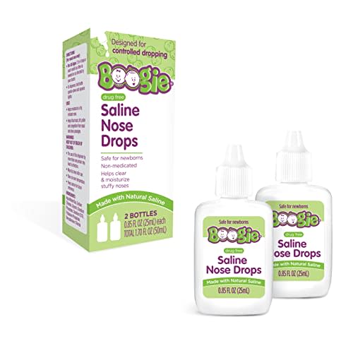 Boogie Baby Nasal Saline Drops Drops, Allergy Relief, Nasal Decongestant, Pack of 1, 2 Bottles Total…