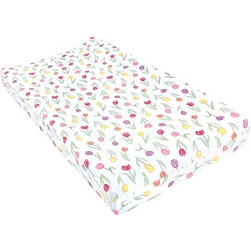 Hudson Baby Unisex Baby Changing Pad Cover, Spring Tulips, One Size