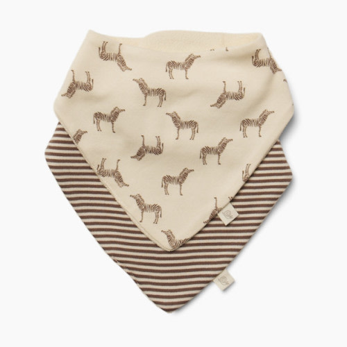 Tiny Kind Bandana Bibs 2 Pack - Deep Taupe Zebra, Os