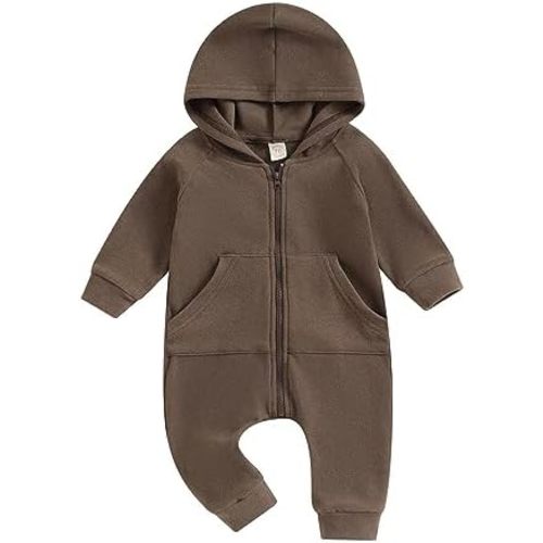 FYBITBO Infant Baby Boys Girls Clothing Zipper Hooded Jumpsuit Romper Long Sleeve Onesie Outfit Fall Winter Warm Clothes