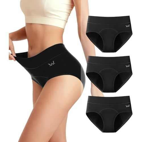 Women's Period Underwear Heavy Flow, High Absorbency Cotton Panties LeakProof Postpartum Menstrual Briefs Women Teens