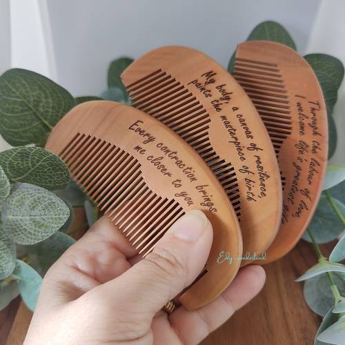 Birthing labour comb affirmation mother, Handcrafted Wooden Birth tool for Mothers, Midwives or Doulas. Natural Pain Relief in Labor