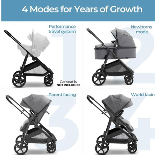 Mompush Wiz 2-in-1 Convertible Baby Stroller with Newborn Mode, Foldable Infant Stroller with Reversible Seat and Large UPF 50+ Canopy