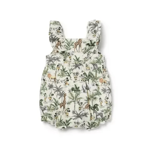 Baby Freshwater Pearl Mickey Mouse Safari Disney Mickey Mouse Safari Ruffle Baby Romper by Janie and Jack