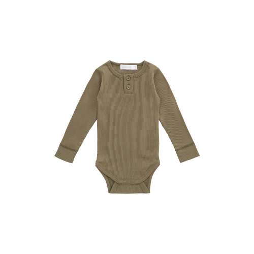 Organic Cotton Modal Long Sleeve Bodysuit - Cricket