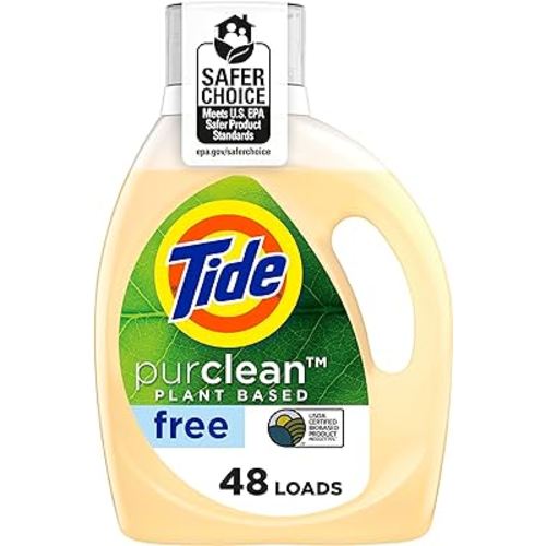 Tide Purclean Liquid Laundry Detergent, 75% Plant-Based, Unscented, 63 fl oz, 48 loads