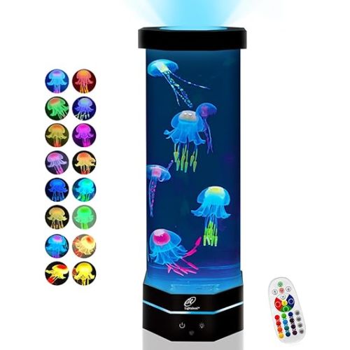 Lightahead LED Fantasy Jellyfish Lamp with Color Changing Light Effects. A Sensory Synthetic Fish Tank Aquarium Mood Lamp. Large (15 Inches Tall)