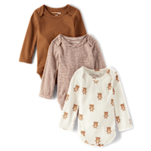 Unisex Baby Long Sleeve Bear Bodysuit 3-Pack - Homegrown By Gymboree