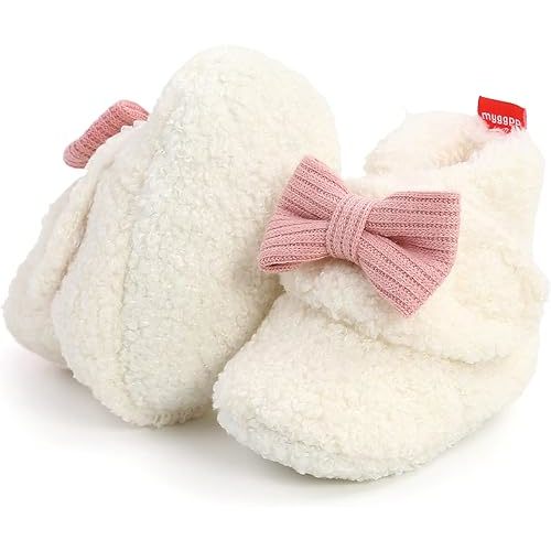 GDSDYM Baby Booties Cozy Fleece Slippers Soft Baby Shoes With Gripper Soles, Winter Warm Infant Newborn Crib Sock Shoes First Walkers