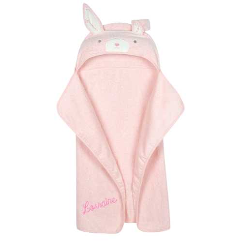Embroidered Baby Girls Floral Bunny Bath Wrap