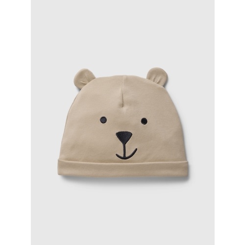 Baby Supima® Bear Hat in bedrock beige