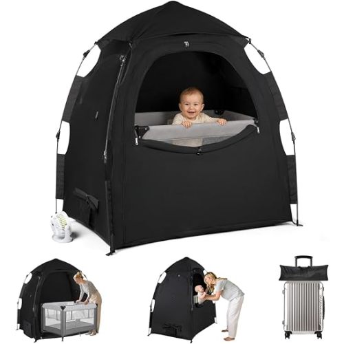 Pack N Play Light Blocker—Sleep Tent, One-Click Installation, Portable, Crib Light Blocker, Blocks 95% of Light