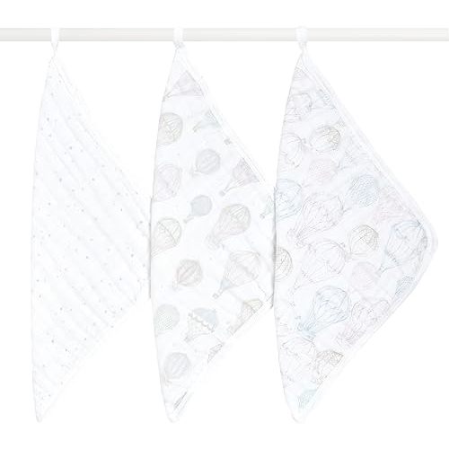 Aden + Anais Classic Washcloth 100% Organic Cotton, 3-Pack, Above The Clouds