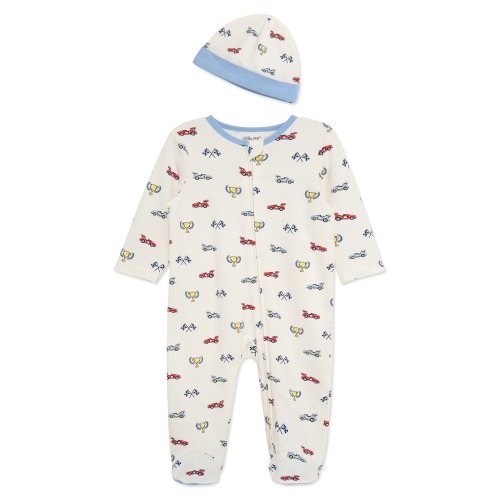 Racing Cotton Footie & Hat Set (Nordstrom Exclusive)
