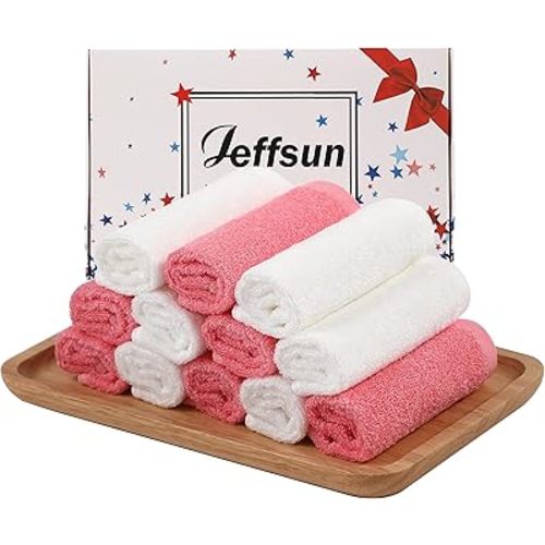 Baby Washcloths 12 Pack, 10x10 inch Heavenly Soft Wash Cloth for Face and Body, Gentle & Safe Pink Face Towel on Sensitive Skin, Baby Essentials Bath Shower Gifts for Girl Infant Kid Toddler Children