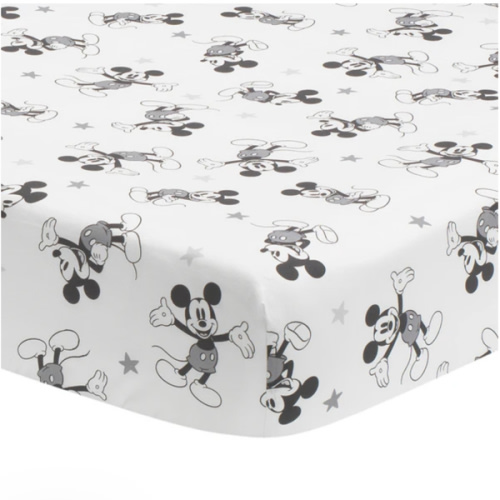 Disney Baby Magical Mickey Mouse 100% Cotton Fitted Crib Sheet - White/Black – Lambs & Ivy