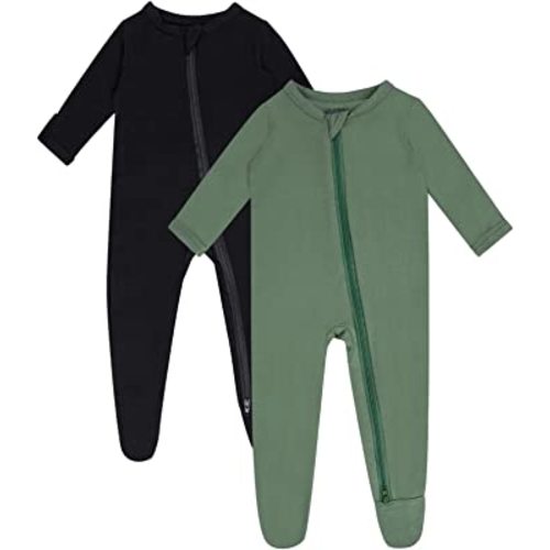 Bamboo Baby Footed Pajamas with Mitten Cuffs , Soft Long Sleeve Romper 0-12 Months