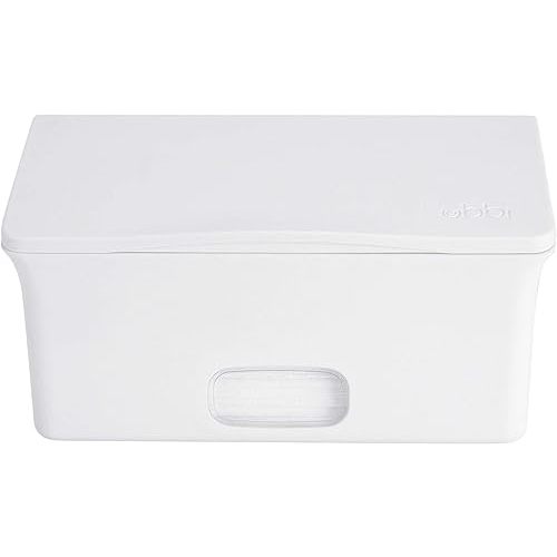 Ubbi Baby Wipes Dispenser | Baby Wipes Case | Baby Wipes Holder with Weighted Plate, Keeps Wipes Fresh and Non-Slip Rubber Feet, White