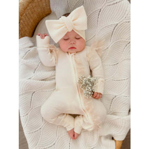 Baby Jumpsuit - You Are Mine Zip One Piece - Vanilla White – Before & Ever