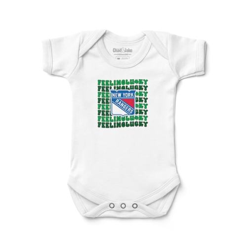 New York Rangers Chad & Jake Newborn Feeling Lucky Bodysuit - White