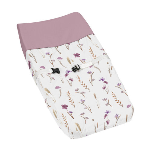 Sweet Jojo Designs Watercolor Floral Garden Purple Changing Pad Cover | Wayfair