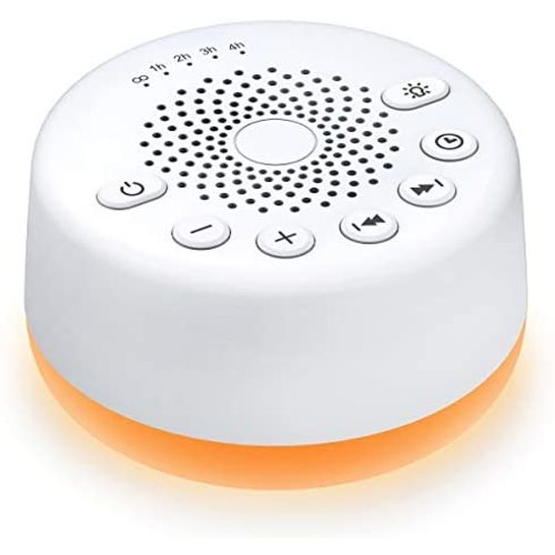 Easysleep Sound White Noise Machine with 25 Soothing Sounds and Night Lights with Memory Function 32 Levels of Volume and 5 Sleep Timer Powered by AC or USB for Sleeping Relaxation (White)