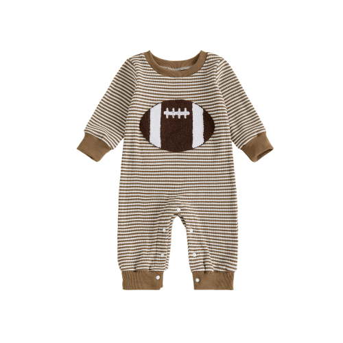 Txlixc Baby Boys Sweatshirts Rompers Rugby Embroidery Waffle Stripe Long Sleeve Fall Clothes Bodysuits Jumpsuits