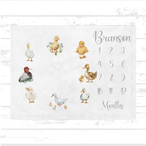 Personalized Duck Milestone Blanket: Plush Baby Nursery Decor