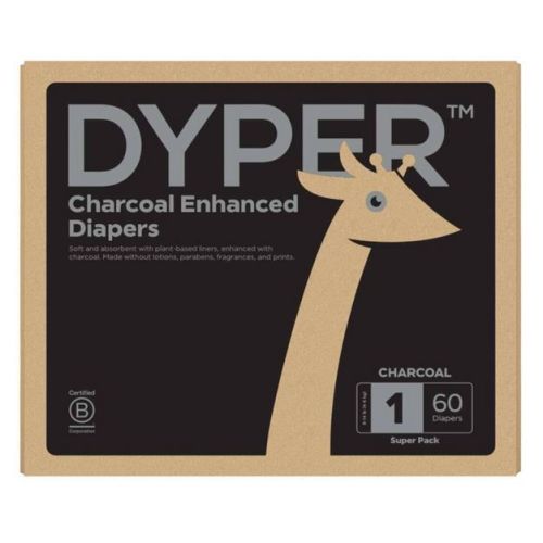 Dyper Disposable Charcoal Enhanced Diapers - Size 1- 60ct