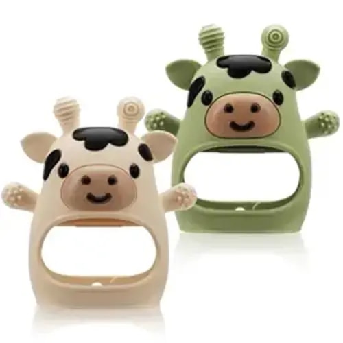 2 Pack Baby Teething Toys for 3-6 6-12 Months, Food Grade Silicone Infant Teether Mitten, Baby Essentials Teething Relief, Newborn Essentials Chew Toys for Sucking Needs