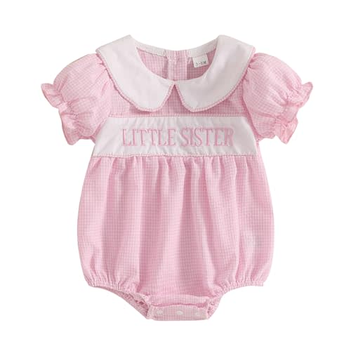 CREAIRY Big Sister Little Sister Matching Outfits Baby Girl Smocked Short Sleeve Romper T-Shirt Toddler Dress Summer Clothes