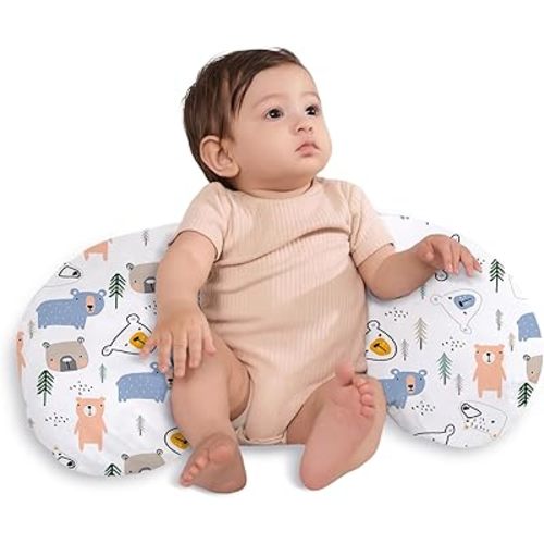 Little Grape Land Nursing Pillow,Upgraded Breast Feeding Pillow for Mom,Breastfeeding & Bottle Feeding for 0–18 Months, Soft Machine Washable Cover with Firm Breathable Filling, Tummy Time,Bear