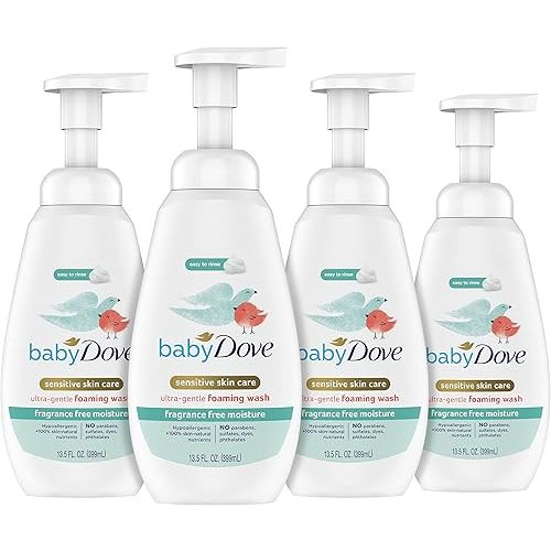 Baby Dove Baby Foaming Wash Fragrance Free Moisture 4 Count for Sensitive Skin Ultra Gentle 13.5 fl. oz.