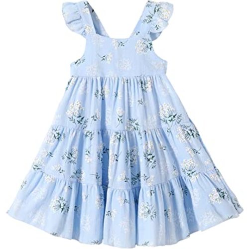 Kids Toddler Baby Girls Rainbow Dress Princess Sleeveless Beach Butterfly Sundress