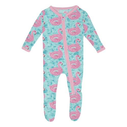 Print Footie with 2 Way Zipper in Pool Party